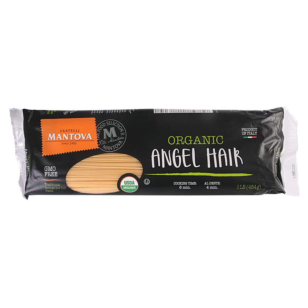 Mantova Italian Organic Angel Hair Pasta - Authentic, Premium-Quality Pasta for Classic Italian Recipes, Made with Certified Org