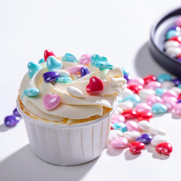 Valentine'S Blue Heart Sprinkles,Cake Sprinkles,Cookie Sprinkles,Sugar Pearl, Edible Candy Pearls For Cake 130G 4.6Oz Cupcake De