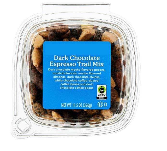 Dark Chocolate Espresso Trail Mix: Mocha Pecans & Almonds Roasted Almonds Chocolate Chunks White & Dark Chocolate Covered Coffee Beans Great Snack Snacking Food Treat 11.5Oz Value Tub