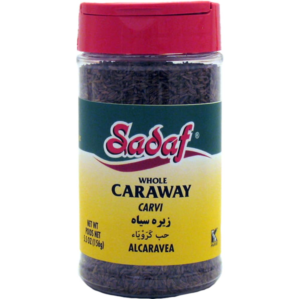 Sadaf Whole Caraway Seeds - Whole Caraway for Cooking & Food Seasoning - Spices & Seasonings -Caraway Seeds - Kosher - 5.5 oz Bo