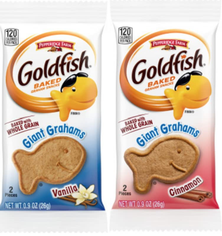 Goldfish Giant Graham Crackers - 30 Individually Wrapped Packages - 15 Cinnamon And 15 Vanilla Flavor, 27.0 Ounce
