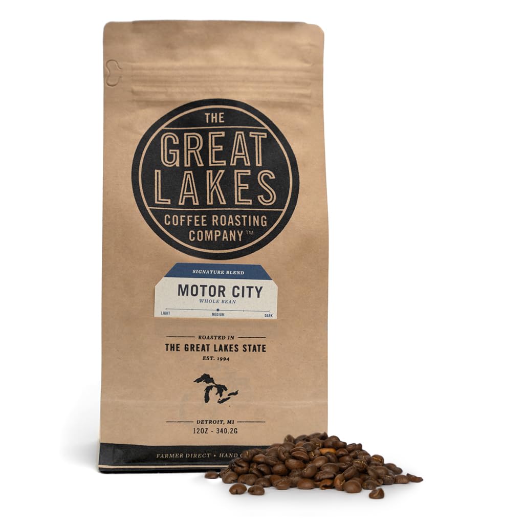 Great Lakes Medium Roast Whole Bean Coffee Motor City Signature Blend Farmer Direct Sourced From Brazil Columbia And Guatemala 12 Ounces