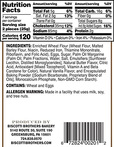Biscotti Brothers Bakery Pizzelle Cookie, Vanilla, 6 Ounce