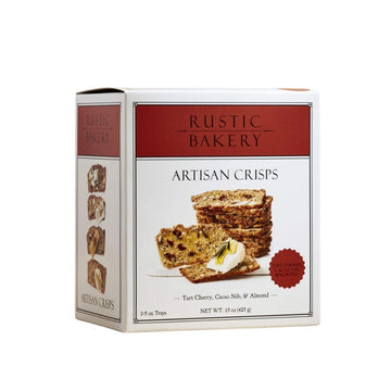 Rustic Bakery Artisan Crisps - Tart Cherry, Cacao Nib, & Almond - Artisan Crackers for Cheese Platter or Snacking - Slightly Swe