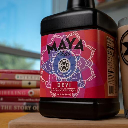 Maya Heritage Chai, Devi Tea Concentrate, 64 Fl Oz, Pack Of 4 With 1 Pump