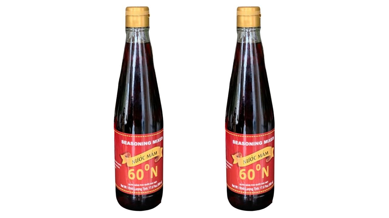 2 Packs - 60N Phu Quoc Premium Fish Sauce - Hai Chai Nuoc Mam Phu Quoc Dam Dac 60 Do Dam - 17 Oz per Bottle x 2 Bottles per Orde