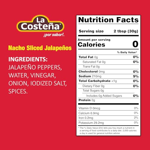 La Costeña Nacho Sliced Jalapeño Peppers, Pickled Green Hot, 26-Ounce Can, Pack of 3, 1.625 Pound Total