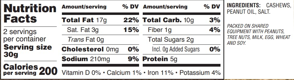 Gurley'S Golden Recipe Fancy Whole Cashews, Rich & Creamy, 2.75 Oz (Pack Of 8)