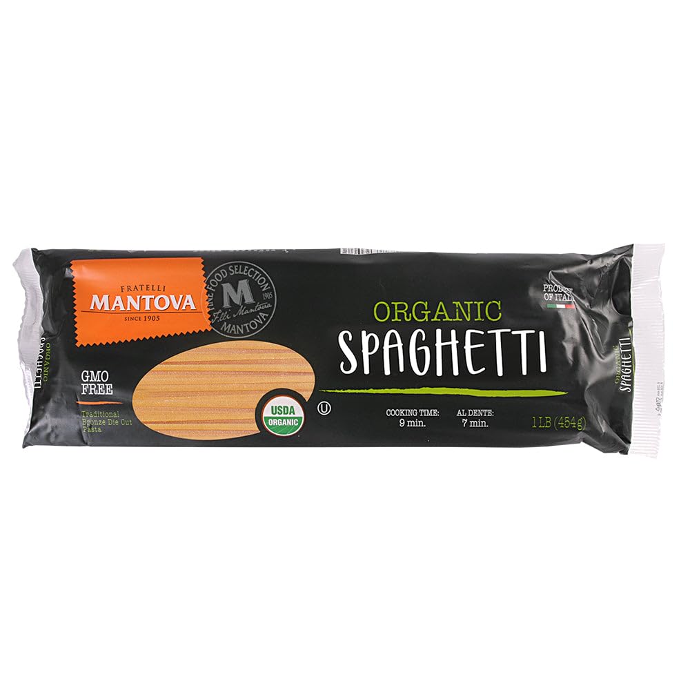 Mantova Organic Spaghetti Pasta - Non-GMO Italian Pasta - 16 oz (Pack of 6)