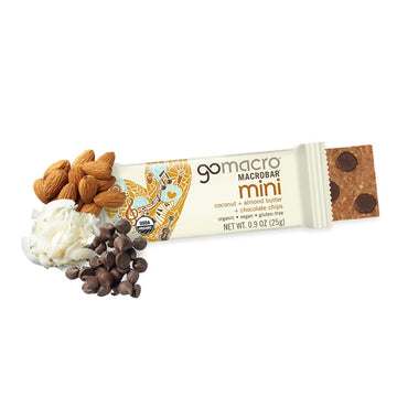 Gomacro Macrobar Mini Organic Vegan Snack Bars - Coconut + Almond Butter + Chocolate Chips (0.90 Ounce Bars, 24 Count)