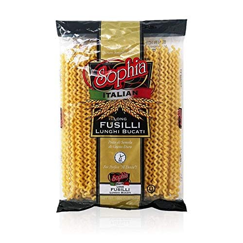Sophia Long Fusilli Pasta – Authentic Italian 12-Inch Spiral Noodles, 20-Pack, 16 Ounce