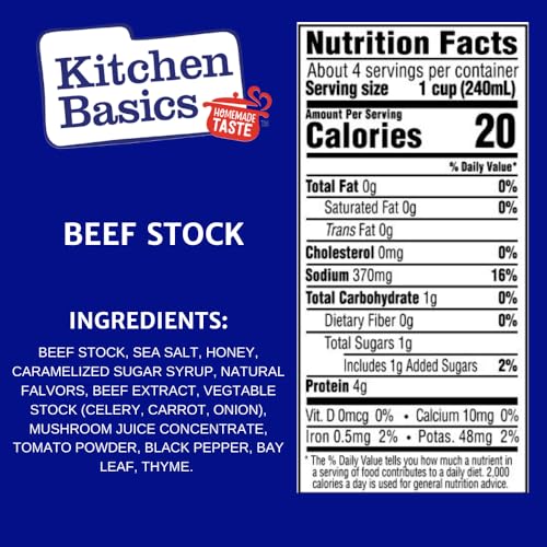 Kitchen Basics Original Beef Stock, 8.25 oz. Carton (Pack of 12) Savory and Conveniently Sized for Delicious Meals