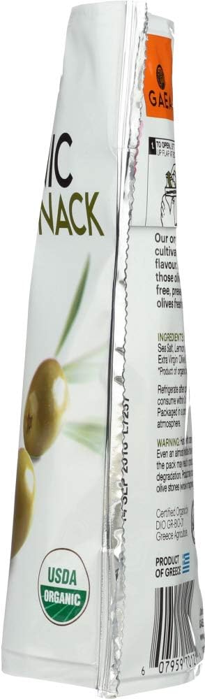 Gaea Organic Snack Pack Pitted Green Olives with Sea Salt and Lemon Juice - 2.3 oz (Pack of 8)