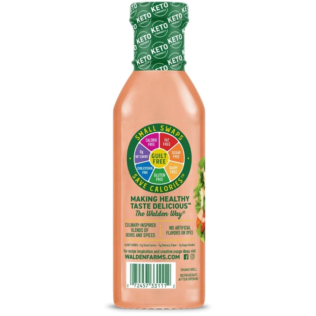Walden Farms Russian Dressing - Calorie-Free, Gluten-Free, Low Carb, Keto-Friendly, Sugar-Free, Sweet & Tangy Russian Flavor, (1