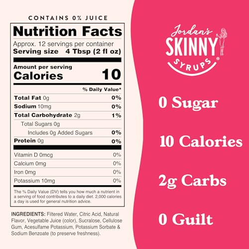Jordan'S Skinny Mixes Sugar Free Syrup, Strawberry Lemonade Flavor, Flavored Water Enhancer, Drink Mix For Ice Tea, Lemonade & M