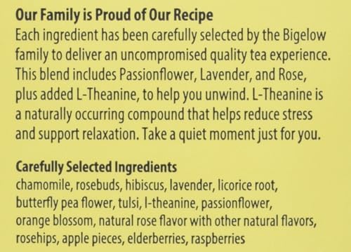 Bigelow Herbal Tea Whispering Wildflowers Plus L-Theanine, 18 Count