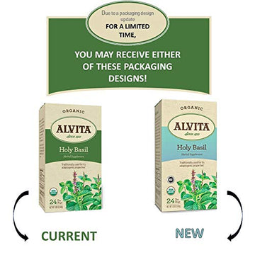 Alvita Organic Holy Basil Herbal Tea - Made With Premium Quality Organic Holy Basil Seeds, And Pleasant Delicate Flavor, 24 Tea