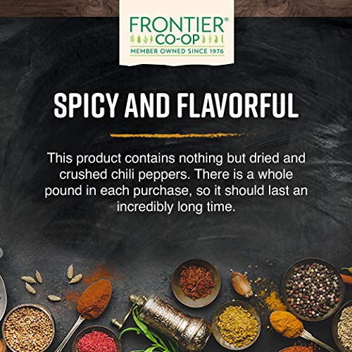 Frontier Co-Op Red Chili Flakes, 1Lb Bulk Bag - All-Natural Crushed Red Pepper Flakes - Ideal For Cooking, Seasoning & Spicing Up Your Meals, Kosher