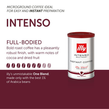 illy Instant Coffee- 100% Arabica Coffee - Intenso Dark Roast - Warm Notes Of Cocoa & Dried Fruit - Easy Preparation - Convenien