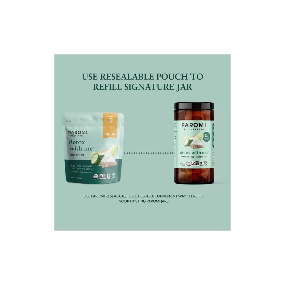 Paromi Detox With Me Rooibos Organic Tea Organic Herbal Tea, Signature Jar, 15 Count (Pack Of 6)