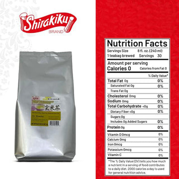 Shirakiku Iri Gennmaicha Green Tea Loose Leaf with Brown Rice, 2.2 Pounds