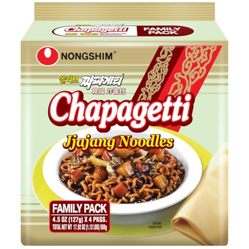 Nongshim Chapagetti 1 pack, Savory Jajang Noodles, Dried Vegetable Flakes, Ramyun Noodles with Sauce Mix