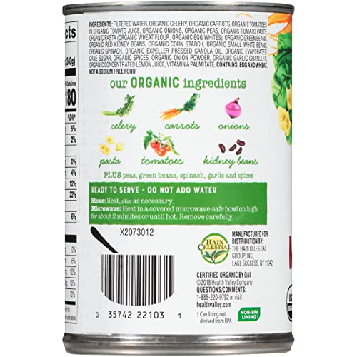 Health Valley Organic Soup, No Salt Added, Minestrone, 15 Ounce (Pack of 12)