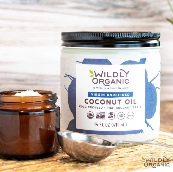 Wildly Organic Coconut Oil Sample 3-Pack 14 Fl Oz Glass Jars - 1) Refined Coconut Oil, 2) Raw Unrefined Centrifuge Exacted, & 3)