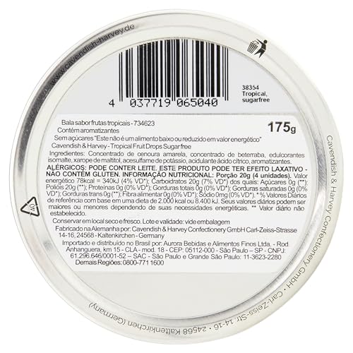 Cavendish & Harvey Tropical Fruit Candy, Sugar-Free, 6.2 oz Can