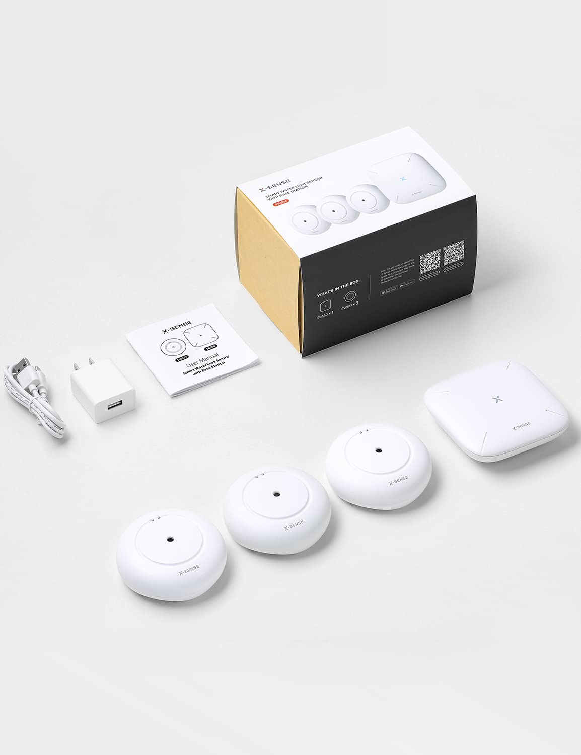 X-Sense Wi-Fi Water Leak Detector, Smart Water Sensor Alarm, Water Detector Alarm With 1700 Ft Transmission Range For Kitchens,