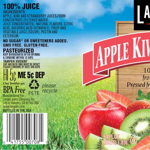 Langers 100% Juice with Vitamin C Apple Kiwi Strawberry 64 Fl Oz (Pack of 8)