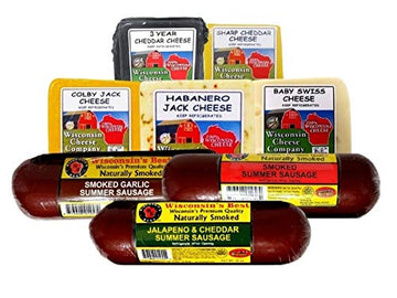 Wisconsin Cheese Company Holiday Cheese & Sausage Gift Box - 6-Pound - Perfect for Parties and Charcuterie Boards