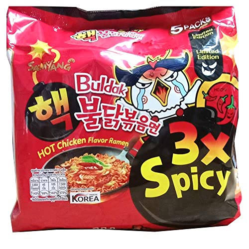 Samyang Hot Chicken Flavor Ramen Buldak 3X Spicy Instant Noodles - 25.4 Ounce Pack - Authentic Korean Noodles