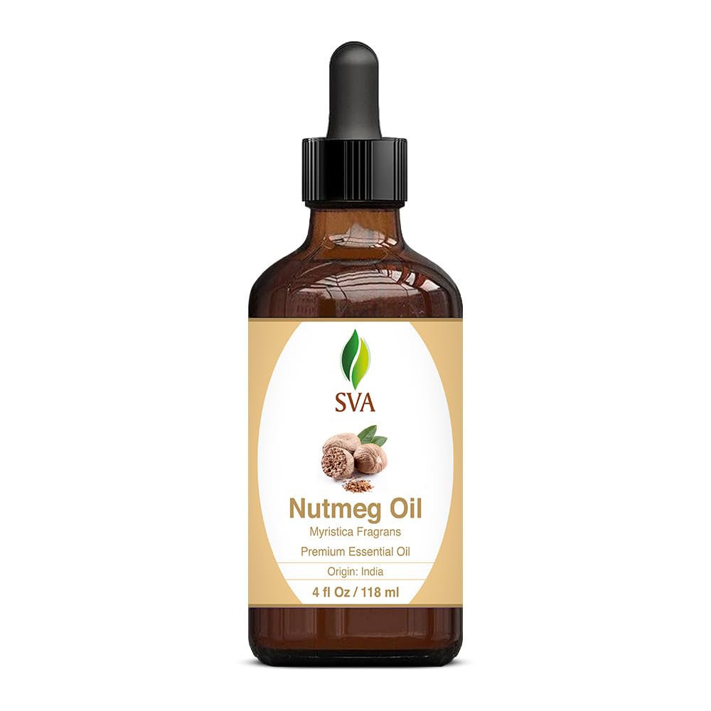 Sva Nutmeg Essential Oil 4Oz (118 Ml) Premium Essential Oil With Dropper For Skincare, Body Massage, Diffuser, Aromatherapy & Ha