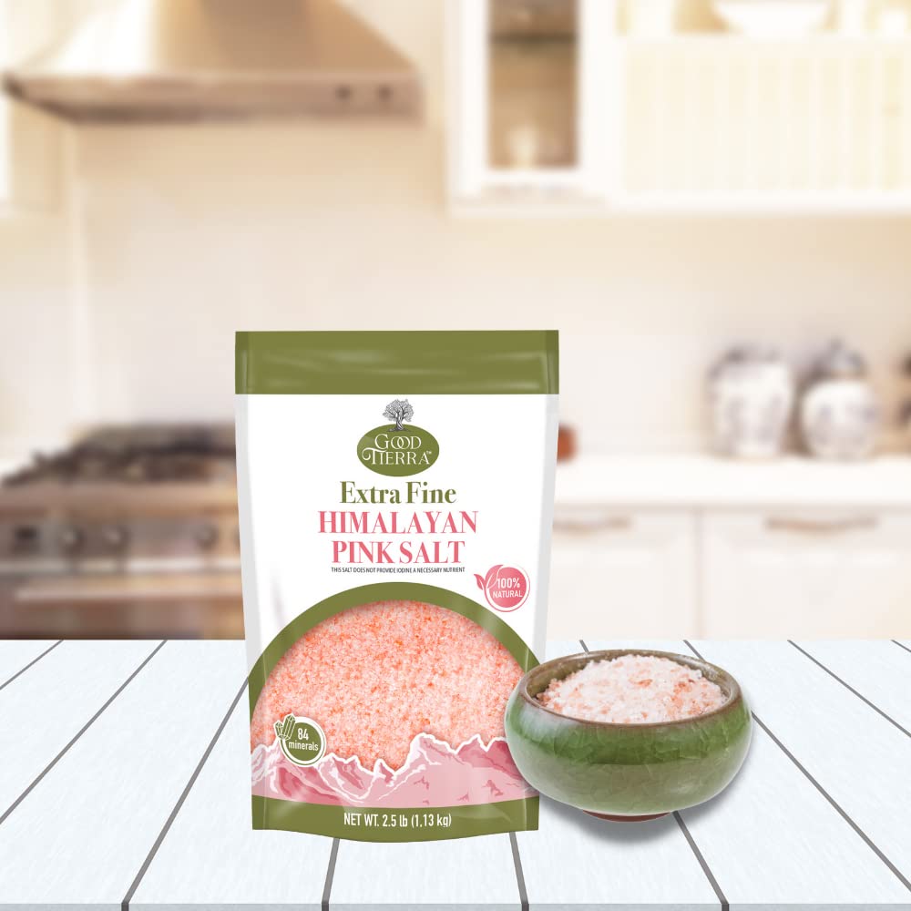 GOOD TIERRA Himalayan Pink Salt - Extra-Fine Grain - 2.5 lb (40 Ounce) PET Bag