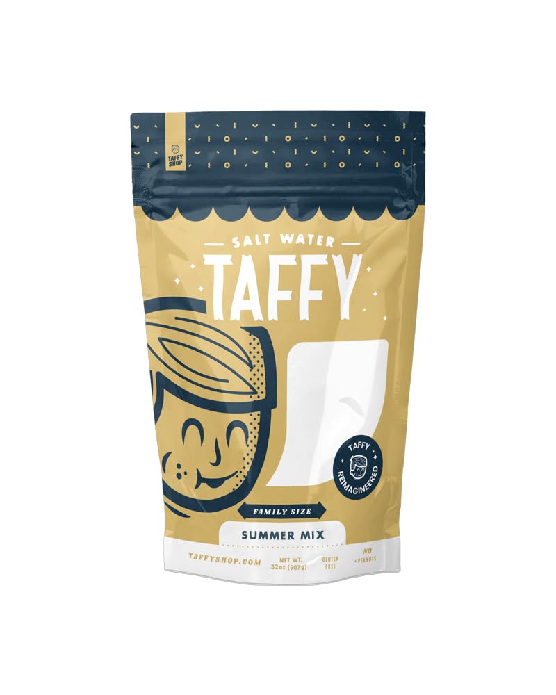 Taffy Shop Summer Favorites, Salt Water Taffy – Assorted Gourmet Candy Variety Pack, Bulk Sweet Snack, Fresh & Gluten-Free, 65 Individually Wrapped Pieces (32Oz)