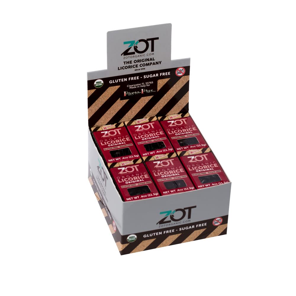 ZOT Organic Licorice, Original, 0.4 oz (Pack of 6), Dark Brown/Black, Model KKPPOA25607