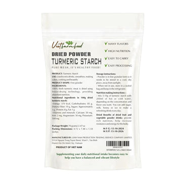 Turmeric Starch 2.47 Oz (70G) Vietfarmfood: Freeze-Dried Extracted From 100% Pure, Sugar-Free. Used To Mix Mixed Drinks Fresh Fr
