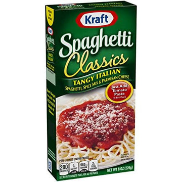 Kraft Spaghetti Classics Tangy Italian Easy Pasta Meal with Spaghetti, Spice Mix & Parmesan Cheese 8 OZ (Pack of 6)