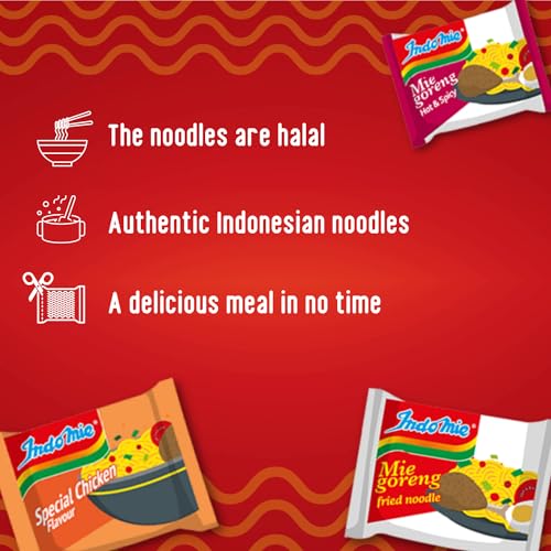 Indomie Mi Goreng Instant Noodles, Halal Certified, Hot & Spicy, 40 Count (Pack Of 1)