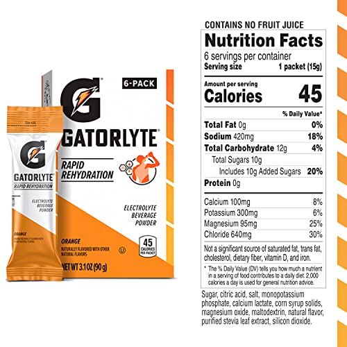 Gatorlyte Powder, Orange, Makes 20 Fl Oz (Pack of 48)