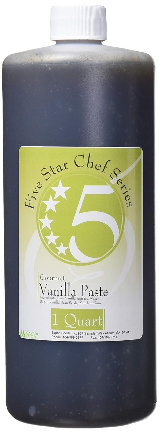 Five Star Chef Gourmet Vanilla Paste, 32 Fluid Ounce - Rich & Aromatic Bean Paste For Baking, Desserts, And Beverages – Intense Flavor With Real Specks – Perfect For Cakes, Cookies, Ice Cream & More