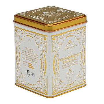 Harney & Sons Gingerbread Festival, Black Tea With Ginger & Cinnamon, 20Ct Sachet Tin