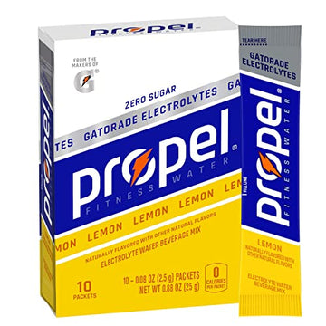 Propel Powder Packets Lemon With Electrolytes, Vitamins And No Sugar, 0.08 Oz (Pack Of 10)