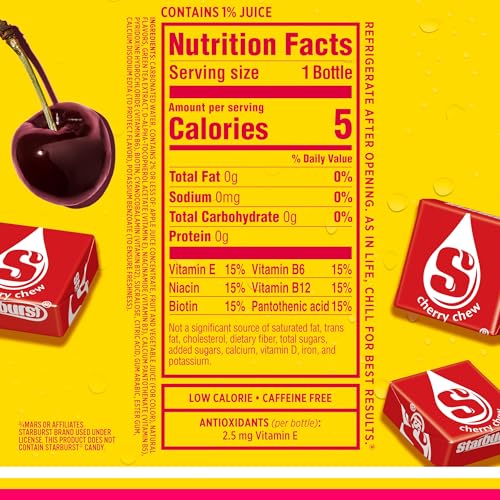 Sparkling Ice STARBURST Cherry, Zero Sugar Flavored Sparkling Water, with Vitamins and Antioxidants, Low Calorie Beverage, 17 fl