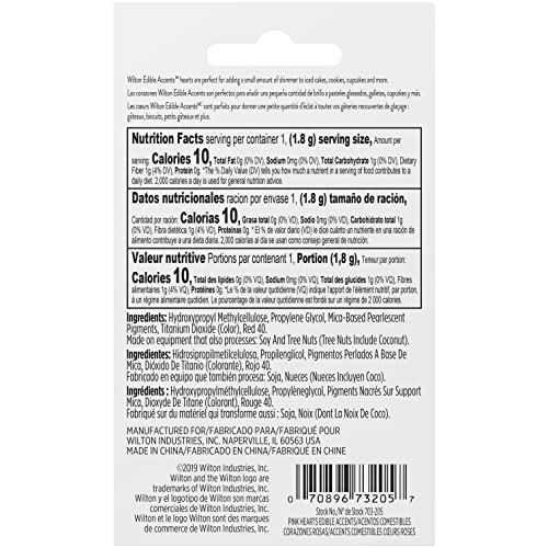 Wilton Edible Glitter, Pink Hearts, Kosher, 1.7 G