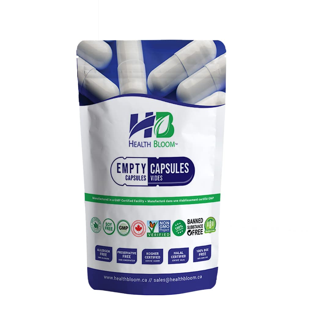 Health Bloom Inc. Empty Gelatin Capsules Size 0, 1000 Count, Natural, Ideal for DIY Supplements