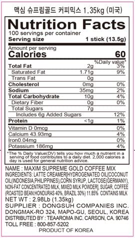 Maxim Supreme Gold Coffee - 100Pks