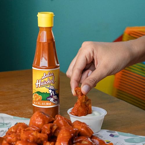 Salsa Huichol Habanera - 12-Pack (6.42 oz Each) - Made with All-Natural Ingredients, Ideal for Wings, Seafood, and Snacks