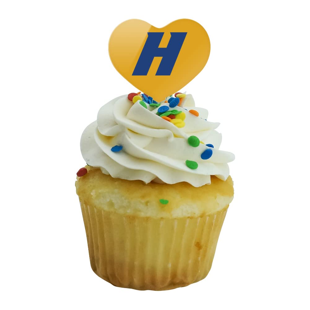 GRAPHICS & MORE Cupcake Picks Set of 6, Acrylic, Hofstra University Secondary Logo Heart Design